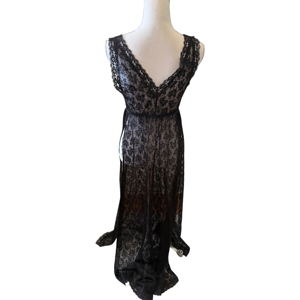 Vintage Donna Morgan for Gilligan & O'Malley Romantic Lace Slip Dress Black S - Picture 4 of 9